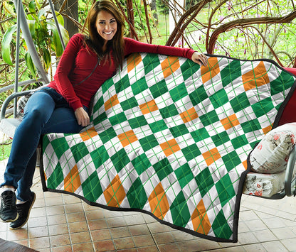 St Patrick's Day Argyle Pattern Print Quilt
