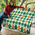St Patrick's Day Argyle Pattern Print Quilt