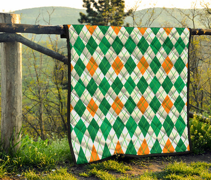 St Patrick's Day Argyle Pattern Print Quilt