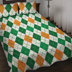St Patrick's Day Argyle Pattern Print Quilt Bed Set