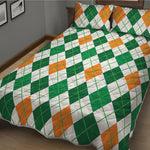 St Patrick's Day Argyle Pattern Print Quilt Bed Set