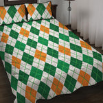 St Patrick's Day Argyle Pattern Print Quilt Bed Set