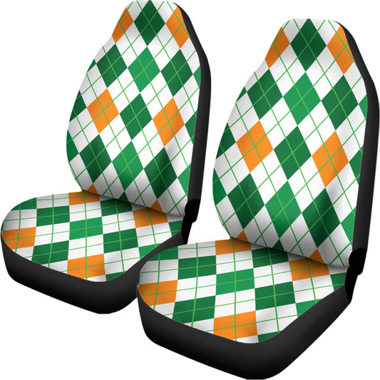 St Patrick's Day Argyle Pattern Print Universal Fit Car Seat Covers