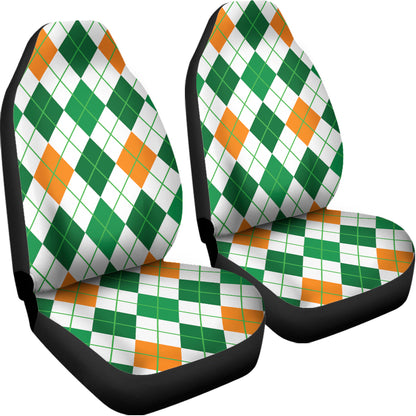 St Patrick's Day Argyle Pattern Print Universal Fit Car Seat Covers