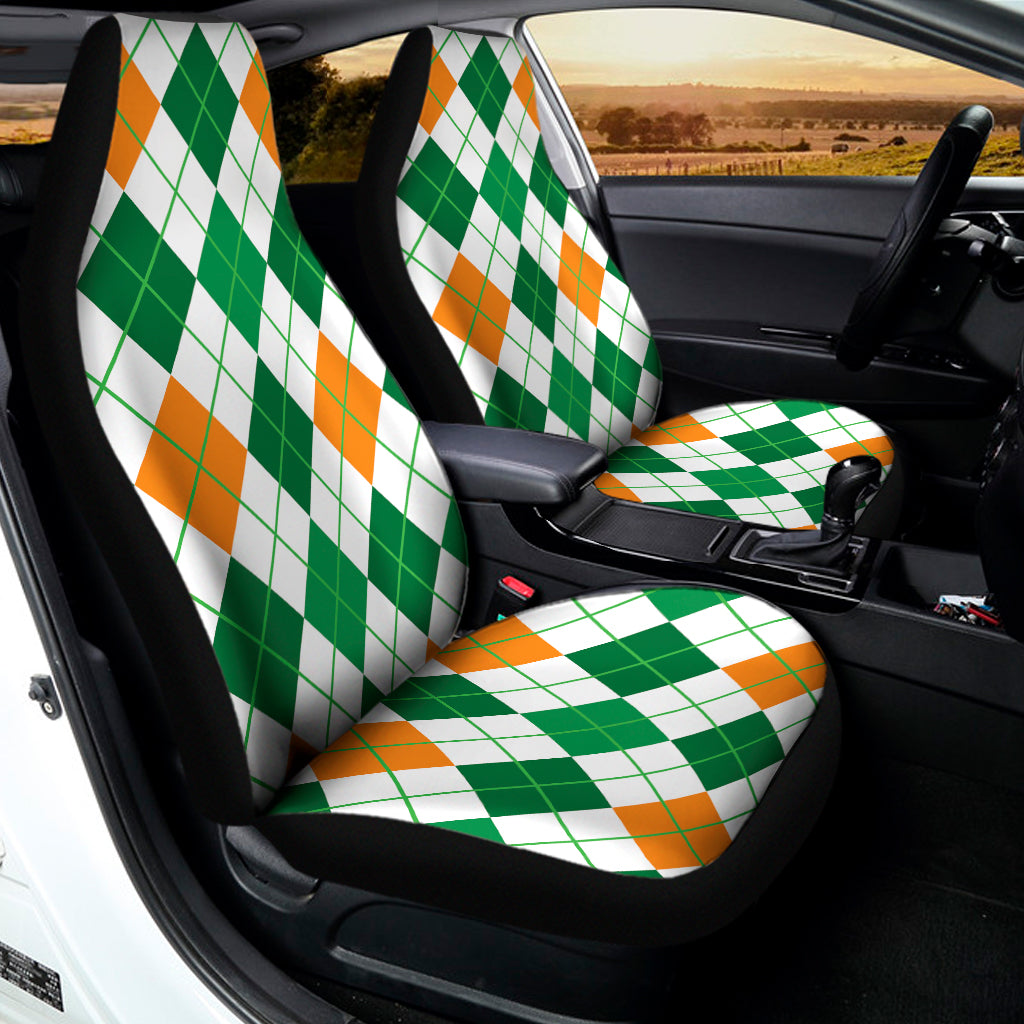 St Patrick's Day Argyle Pattern Print Universal Fit Car Seat Covers