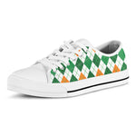 St Patrick's Day Argyle Pattern Print White Low Top Shoes