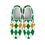 St Patrick's Day Argyle Pattern Print White Slip On Shoes