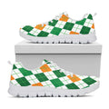 St Patrick's Day Argyle Pattern Print White Running Shoes
