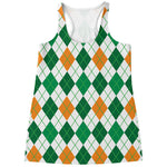 St Patrick's Day Argyle Pattern Print Women's Racerback Tank Top