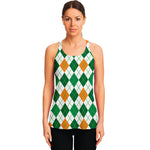 St Patrick's Day Argyle Pattern Print Women's Racerback Tank Top