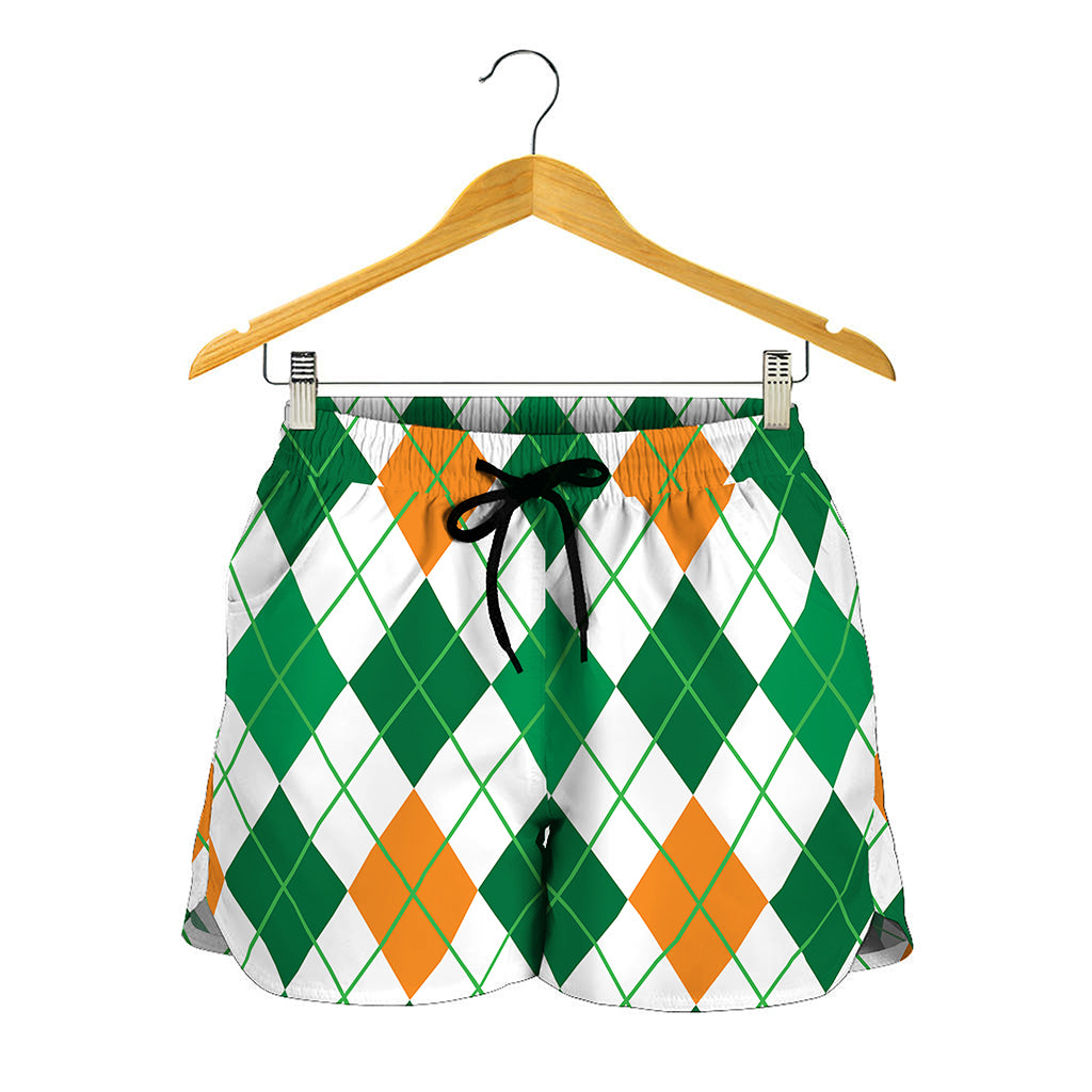St Patrick's Day Argyle Pattern Print Women's Shorts