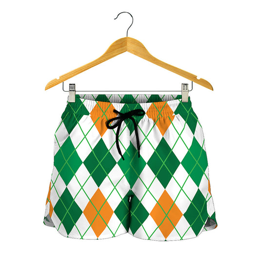 St Patrick's Day Argyle Pattern Print Women's Shorts