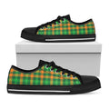 St. Patrick's Day Buffalo Check Print Black Low Top Sneakers
