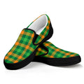 St. Patrick's Day Buffalo Check Print Black Slip On Sneakers