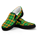 St. Patrick's Day Buffalo Check Print Black Slip On Shoes