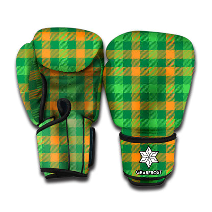 St. Patrick's Day Buffalo Check Print Boxing Gloves