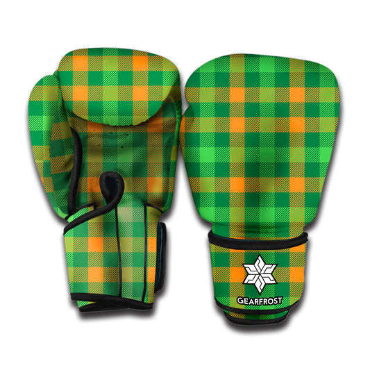 St. Patrick's Day Buffalo Check Print Boxing Gloves