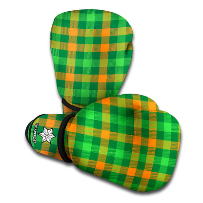 St. Patrick's Day Buffalo Check Print Boxing Gloves