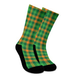 St. Patrick's Day Buffalo Check Print Crew Socks