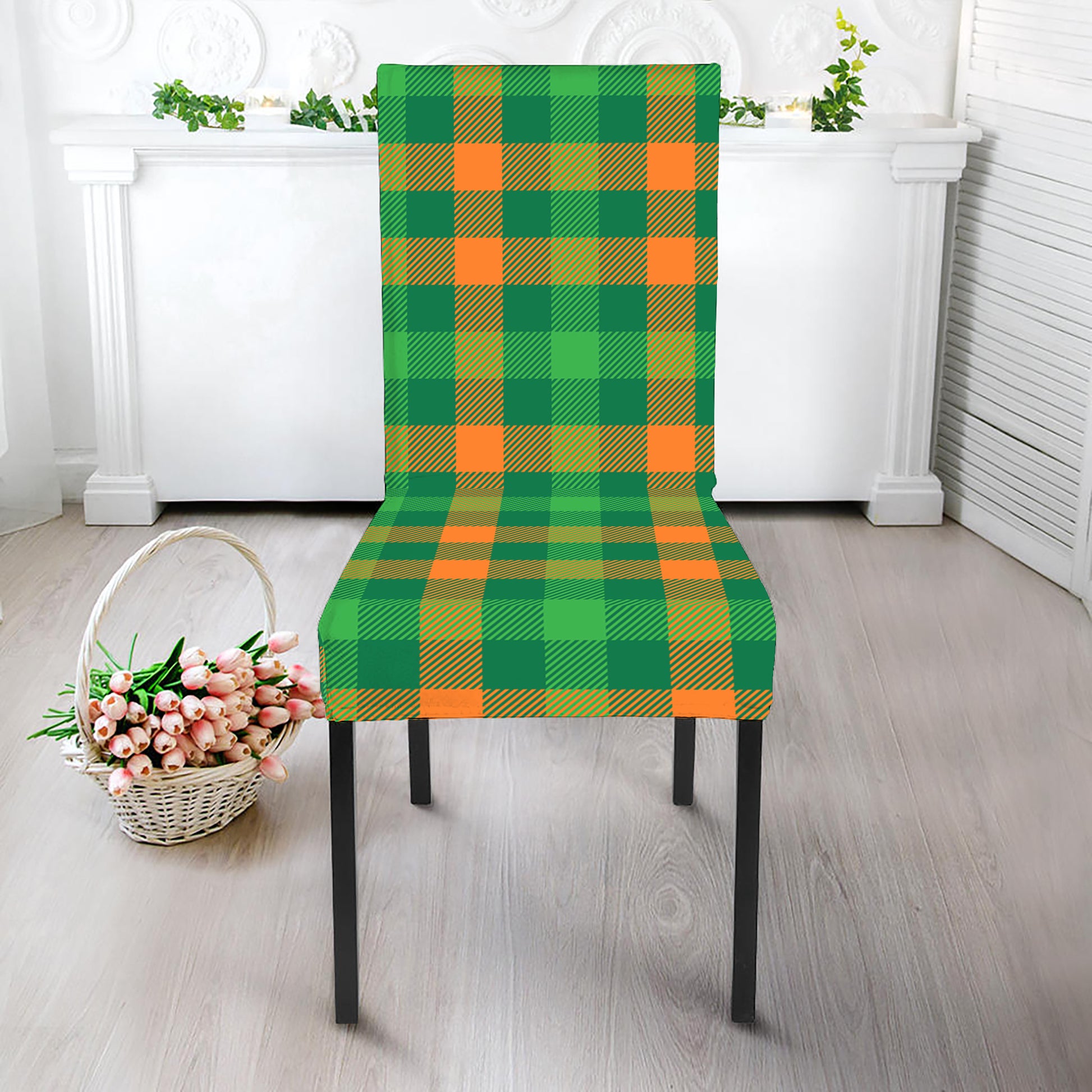 St. Patrick's Day Buffalo Check Print Dining Chair Slipcover