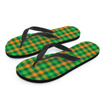 St. Patrick's Day Buffalo Check Print Flip Flops