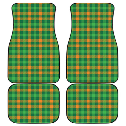 St. Patrick's Day Buffalo Check Print Front and Back Car Floor Mats