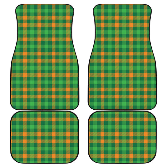 St. Patrick's Day Buffalo Check Print Front and Back Car Floor Mats