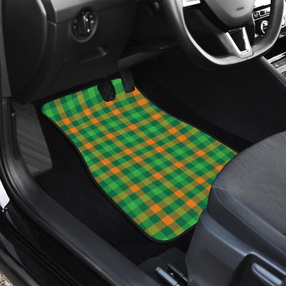 St. Patrick's Day Buffalo Check Print Front and Back Car Floor Mats