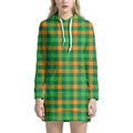 St. Patrick's Day Buffalo Check Print Pullover Hoodie Dress