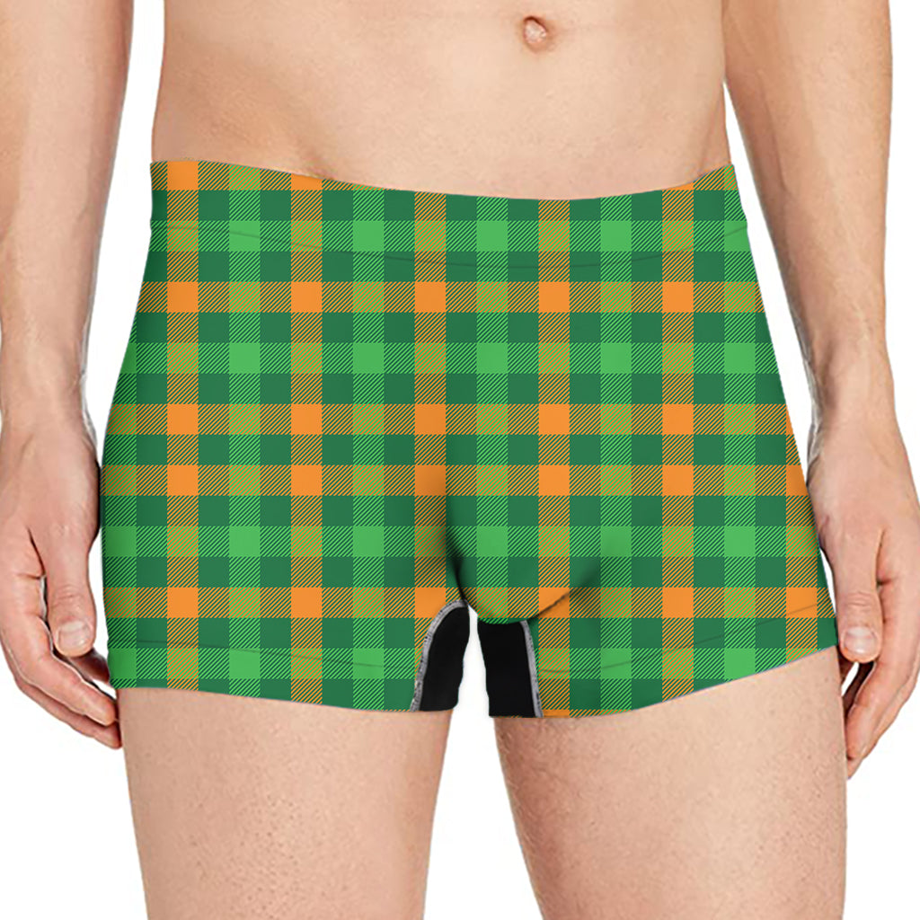 St. Patrick's Day Buffalo Check Print Men's Boxer Briefs