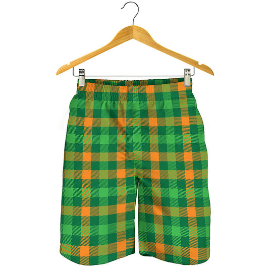 St. Patrick's Day Buffalo Check Print Men's Shorts
