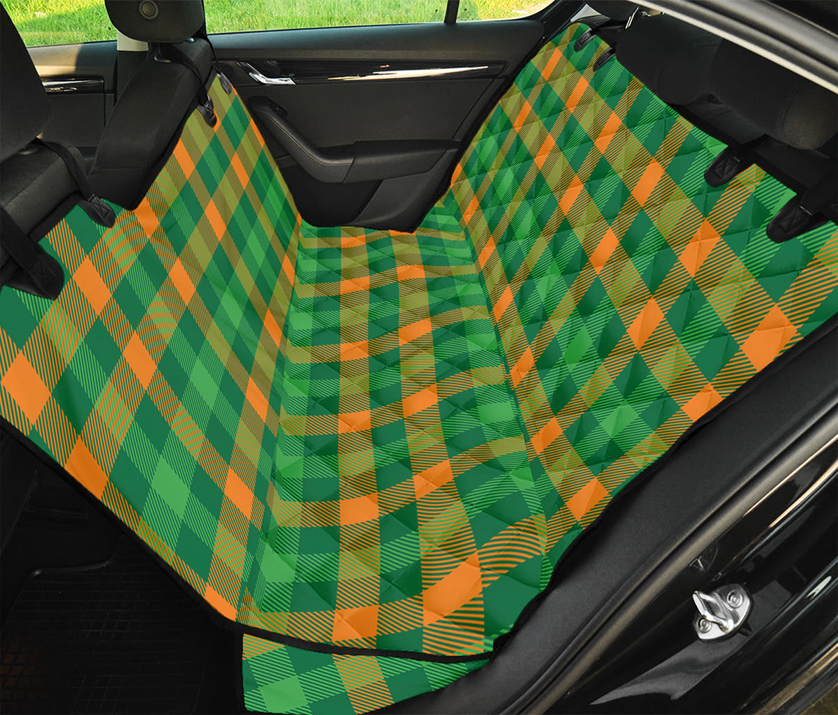 St. Patrick's Day Buffalo Check Print Pet Car Back Seat Cover