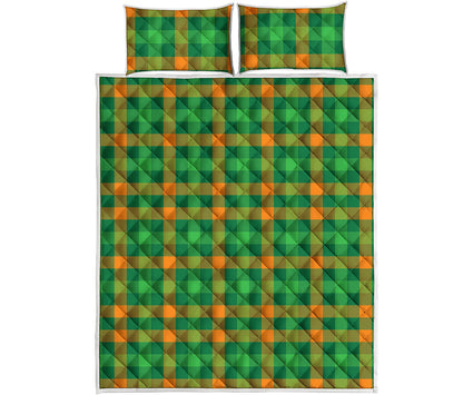 St. Patrick's Day Buffalo Check Print Quilt Bed Set