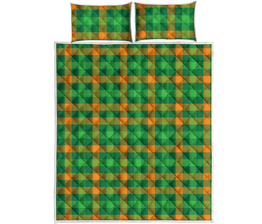 St. Patrick's Day Buffalo Check Print Quilt Bed Set