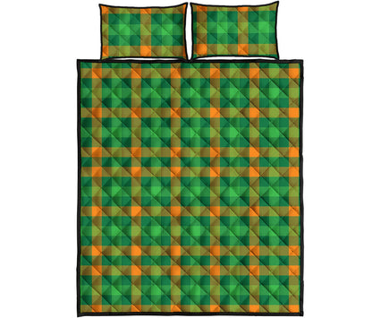 St. Patrick's Day Buffalo Check Print Quilt Bed Set