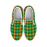 St. Patrick's Day Buffalo Check Print White Slip On Shoes