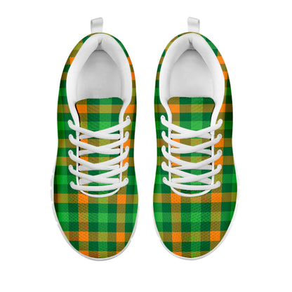 St. Patrick's Day Buffalo Check Print White Sneakers