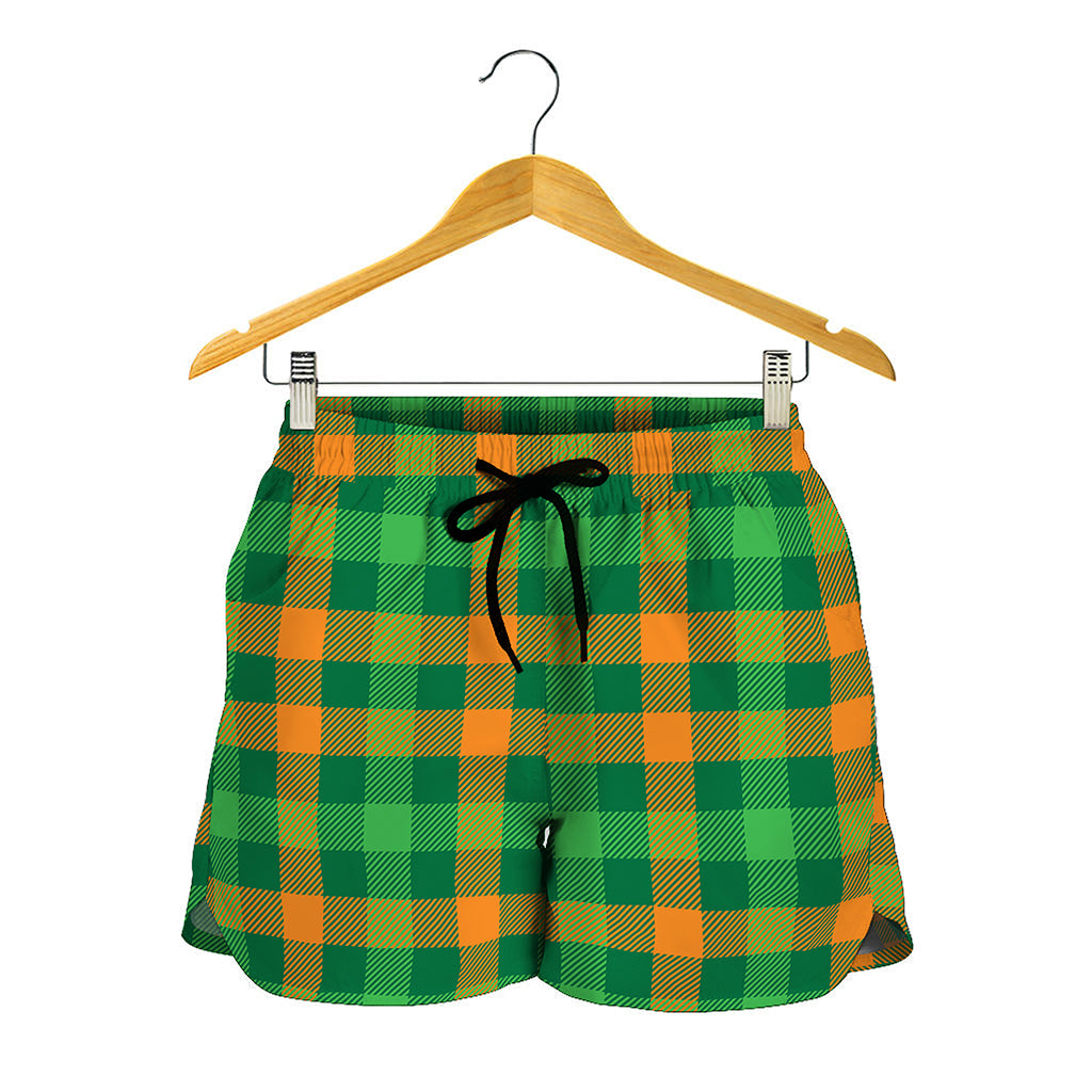 St. Patrick's Day Buffalo Check Print Women's Shorts