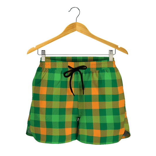 St. Patrick's Day Buffalo Check Print Women's Shorts
