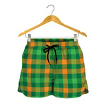 St. Patrick's Day Buffalo Check Print Women's Shorts