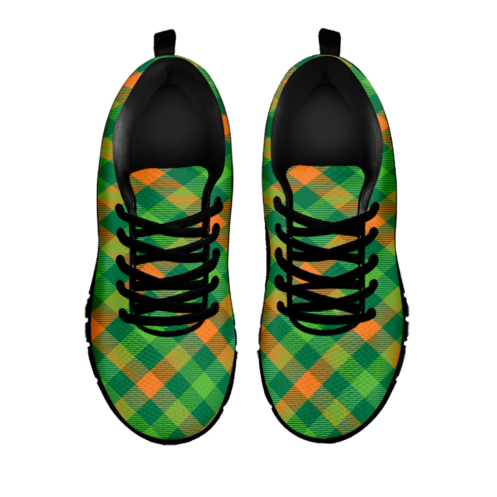 St. Patrick's Day Buffalo Pattern Print Black Sneakers