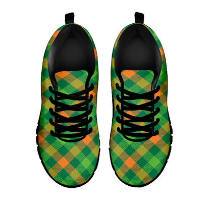 St. Patrick's Day Buffalo Pattern Print Black Sneakers