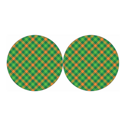 St. Patrick's Day Buffalo Pattern Print Car Coasters