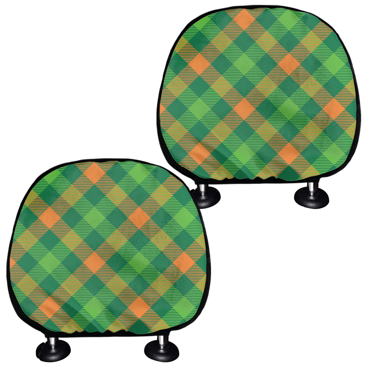 St. Patrick's Day Buffalo Pattern Print Car Headrest Covers