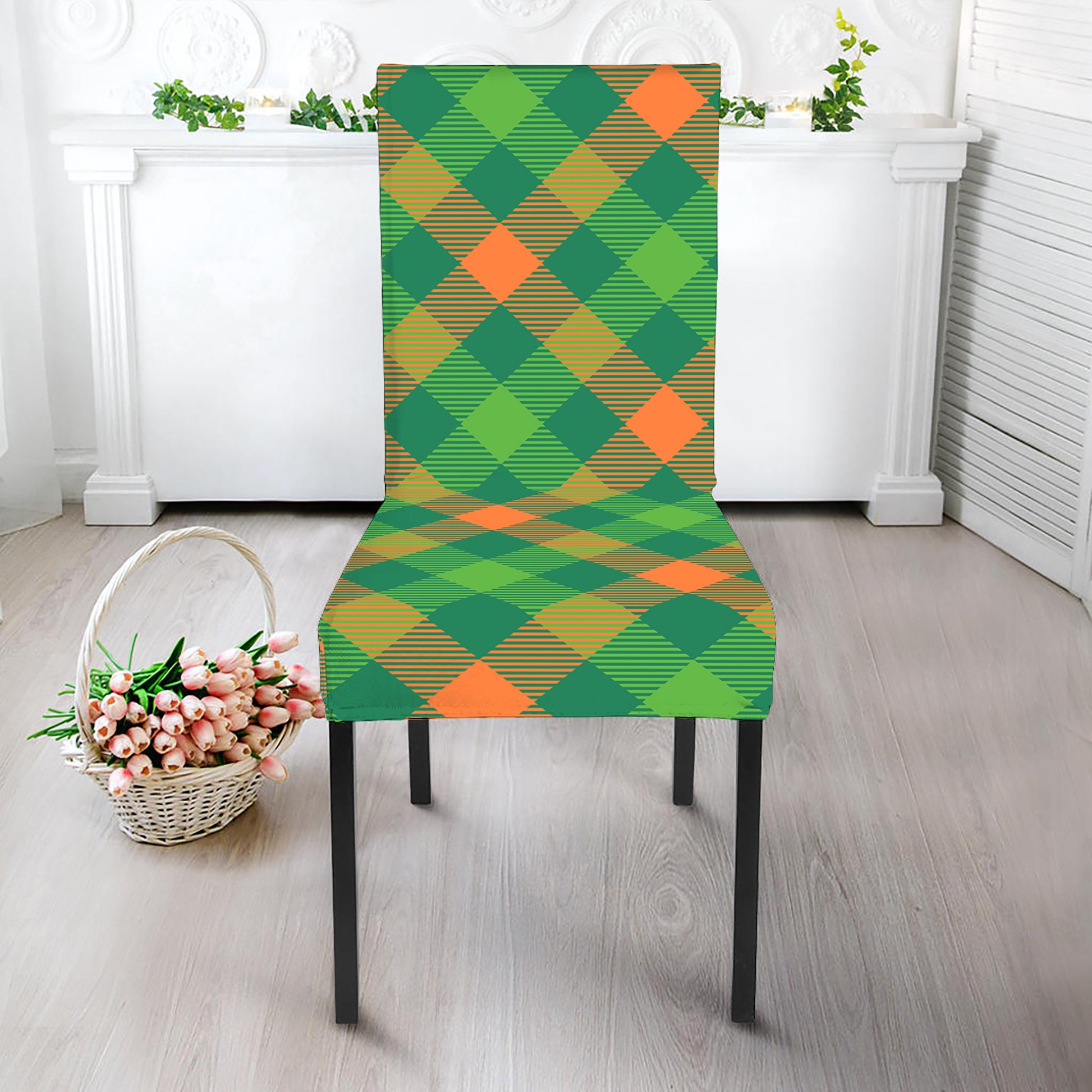 St. Patrick's Day Buffalo Pattern Print Dining Chair Slipcover