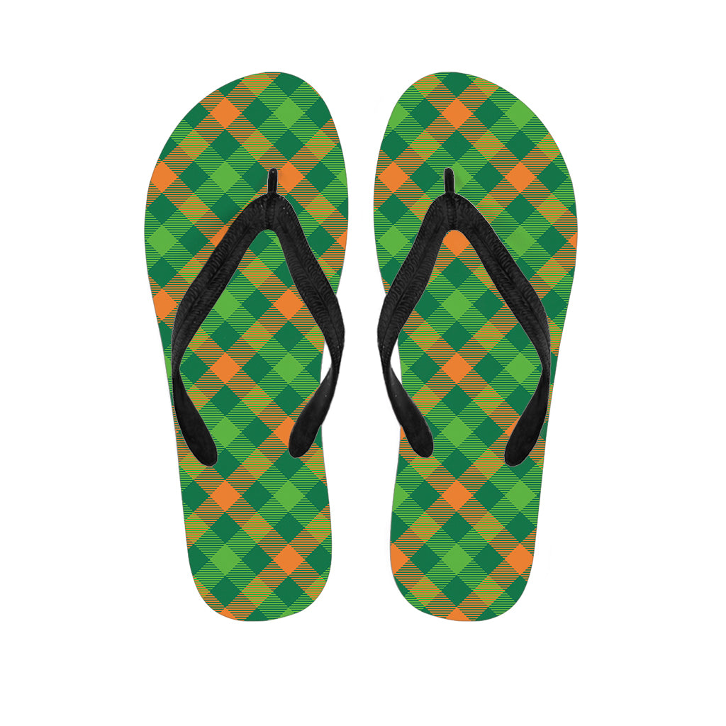 St. Patrick's Day Buffalo Pattern Print Flip Flops