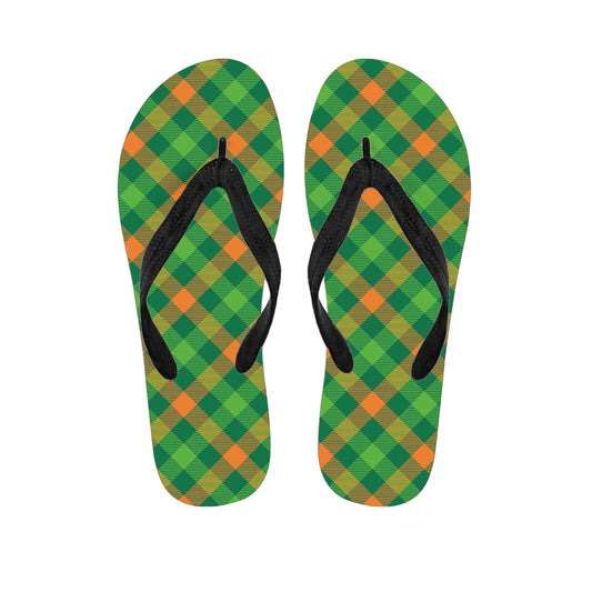 St. Patrick's Day Buffalo Pattern Print Flip Flops