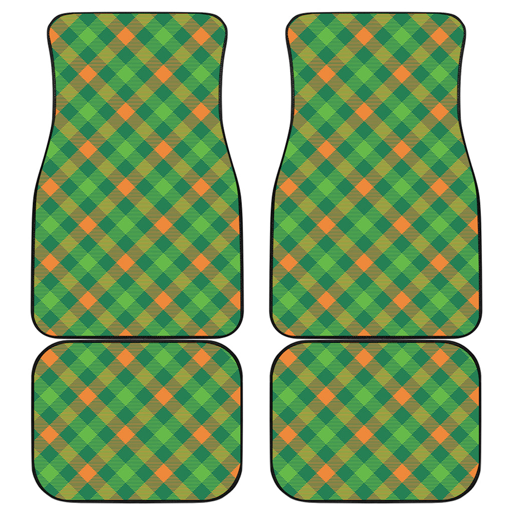 St. Patrick's Day Buffalo Pattern Print Front and Back Car Floor Mats