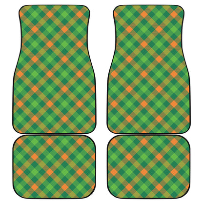 St. Patrick's Day Buffalo Pattern Print Front and Back Car Floor Mats
