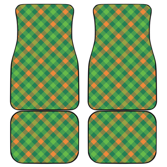 St. Patrick's Day Buffalo Pattern Print Front and Back Car Floor Mats